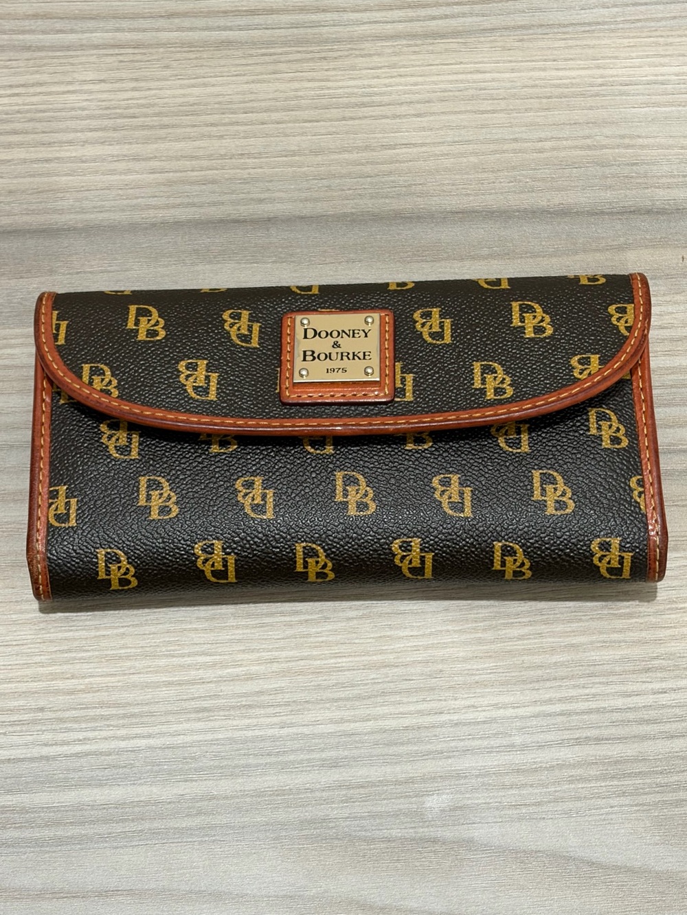 Dooney & Bourke Brown and Tan Logo Continental Wallet